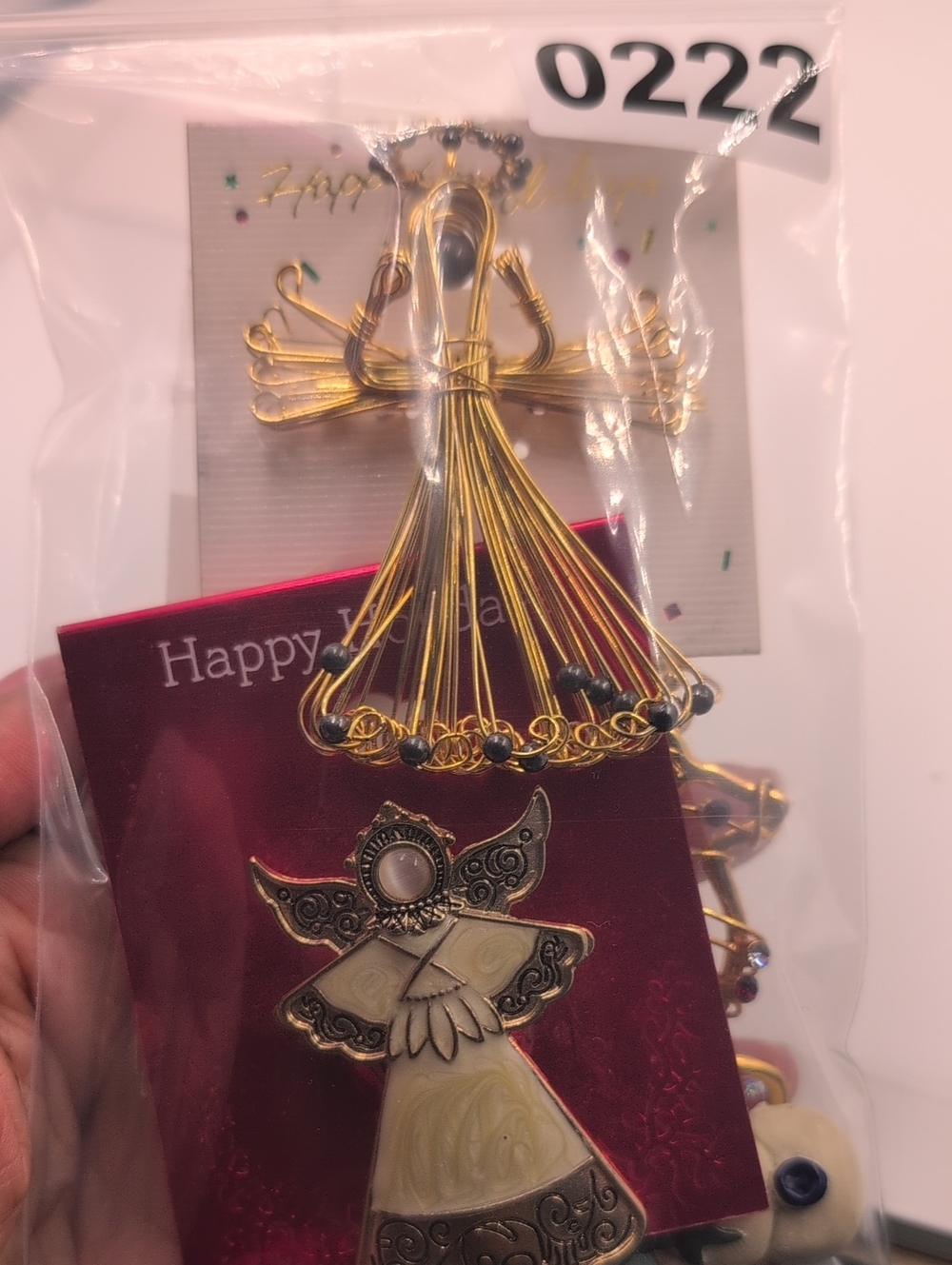 Vintage Holiday Christmas Brooch Lot Wirework Reindeer Angel Wreath Snowman 0222 - Picture 11 of 11
